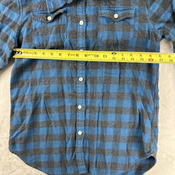 TAILOR VINTAGE Mens Flannel Shirt Blue Plaid Size Medium Long Sleeve Button Up - Picture 4 of 5